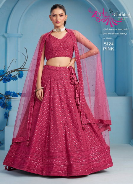 Pink Colour Florance Vol 3 By Zeel Clothing Georgette Designer Wear Lehenga Choli Wholesale Price In Surat